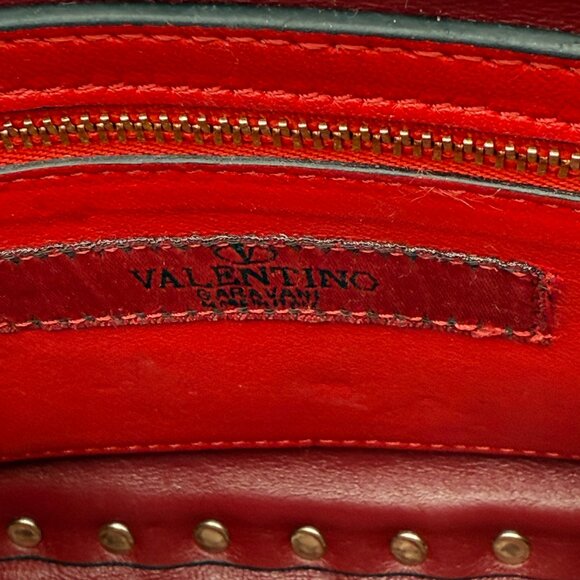 Valentino Garavani Rockstud Spike Red 2 Way Shoulder Bag Leather Handbag - Picture 10 of 10